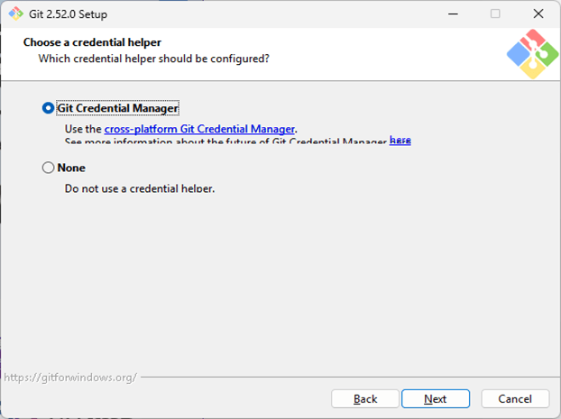Synology DS220+ Git Server Choose a credential helper